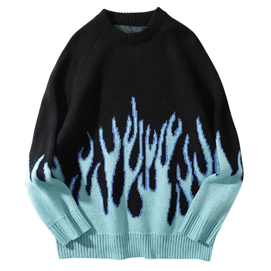 Gradual Flame Sweater Men Pullovers Vintage Knitwear