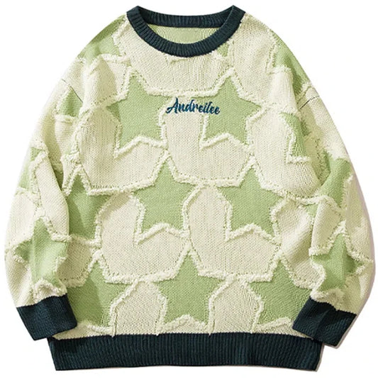 Vintage Five Pointed Star Sweater For Men