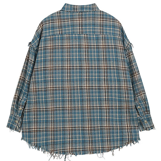 Vintage Plaid Shirts Oversized Long Sleeve Shirts