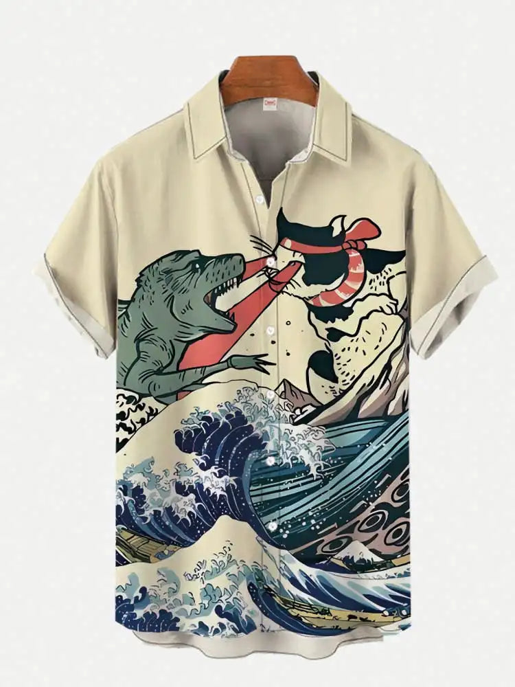 Japanese High-End Art Men's Short-Sleeved Shirt